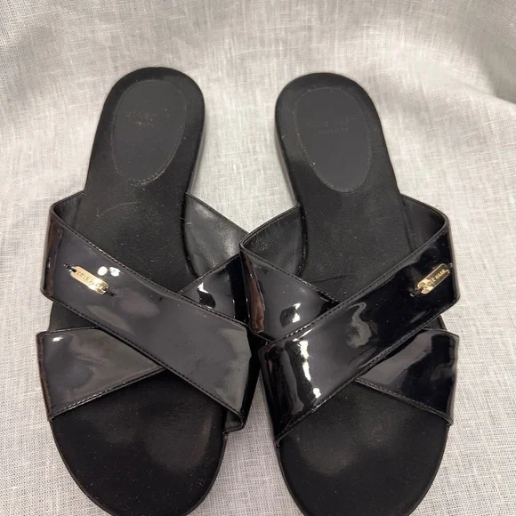 Cole Haan Grand.OS Black Patent Leather Slide Sandals – Size 9M - Picture 3 of 6